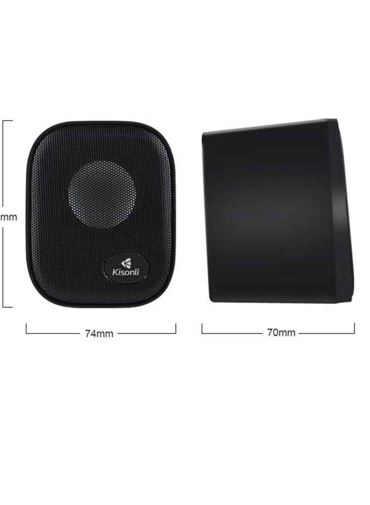 KISONLI KS10 USB + AUX 3.5MM Speaker for Computer, LAPTOP 3 WATT PER SPEAKER  WITH MODERN ERGONOMIC DESIGN PERFECT FOR YOUR COMPUTER  SETUP