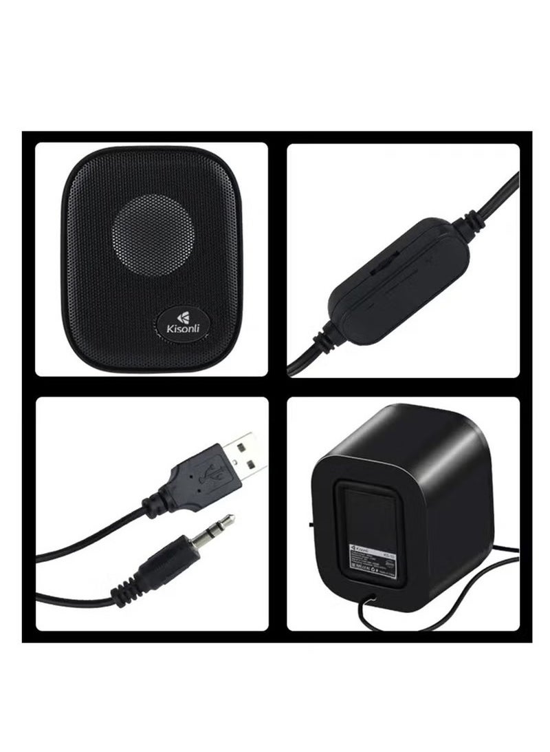 KISONLI KS10 USB + AUX 3.5MM Speaker for Computer, LAPTOP 3 WATT PER SPEAKER  WITH MODERN ERGONOMIC DESIGN PERFECT FOR YOUR COMPUTER  SETUP