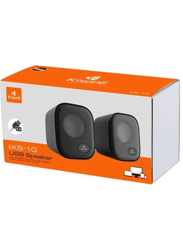 KISONLI KS10 USB + AUX 3.5MM Speaker for Computer, LAPTOP 3 WATT PER SPEAKER  WITH MODERN ERGONOMIC DESIGN PERFECT FOR YOUR COMPUTER  SETUP