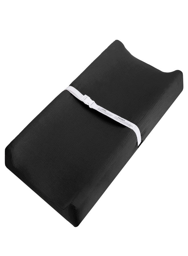 Pro Goleem Muslin Changing Pad Cover for Boys and Girls, Soft Breathable Fitted Cotton Diaper Changing Table Pad Sheets, Neutral, 1 Pack (Black) - Image 1