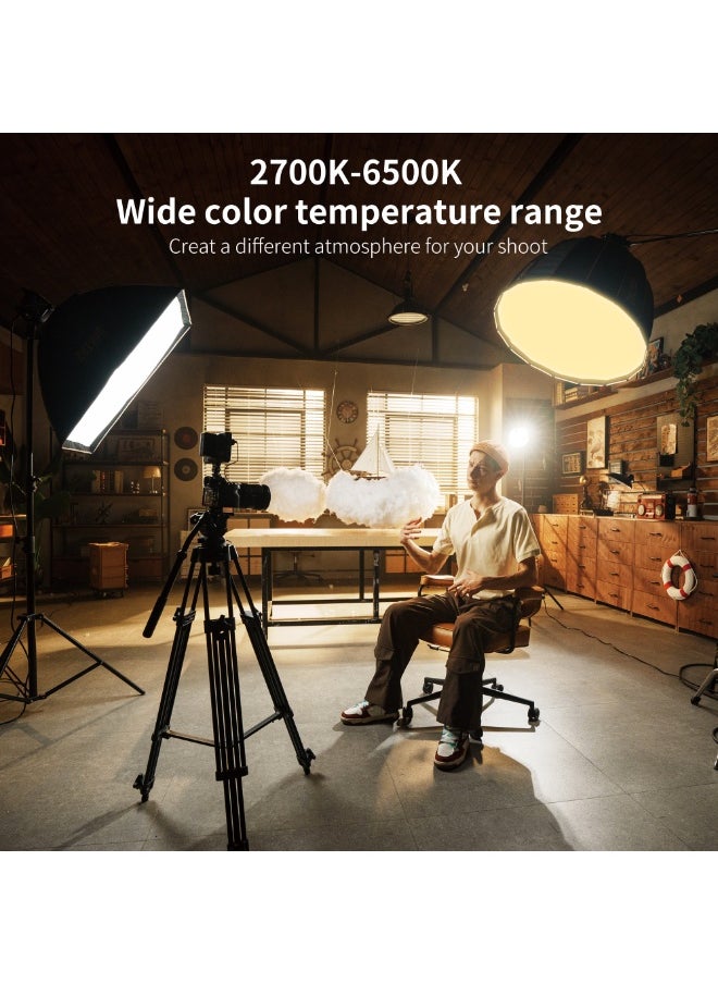 ZHIYUN MOLUS B200 200W COB LED Video Light [Official] 2700K-6500K CRI 96+ TLCI 96+ 39990 Lux/1M App Control 13 Scene Effects Bowens Mount Silent Continuous Output Lighting for Photography Studio Light