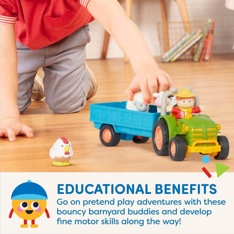 Battat – Farm Toys For Toddlers, Kids – Lights & Sounds Toy Tractor – 7Pc Pretend Play Set – Tractor, Trailer, Farm Animals – 18 Months + – Farming Fun Tractor - Image 3