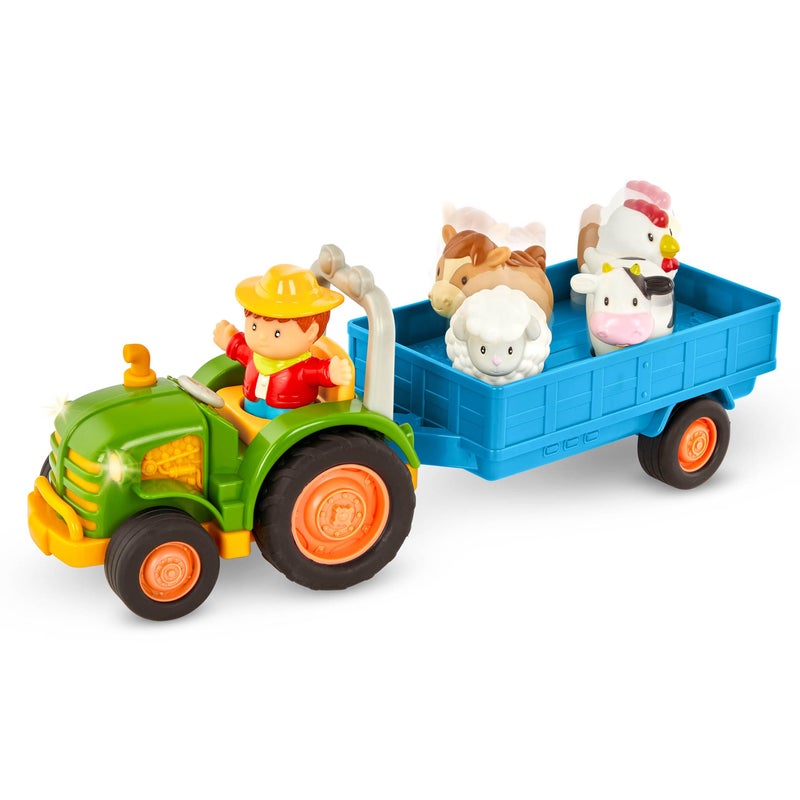 Battat – Farm Toys For Toddlers, Kids – Lights & Sounds Toy Tractor – 7Pc Pretend Play Set – Tractor, Trailer, Farm Animals – 18 Months + – Farming Fun Tractor - Image 1