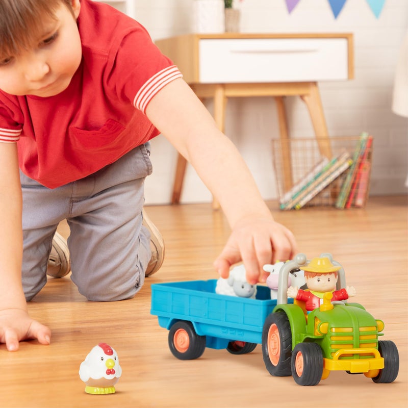 Battat – Farm Toys For Toddlers, Kids – Lights & Sounds Toy Tractor – 7Pc Pretend Play Set – Tractor, Trailer, Farm Animals – 18 Months + – Farming Fun Tractor - Image 2