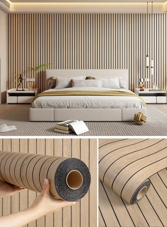 نوايوو ألواح حائط ثلاثية الأبعاد سميكة من الخشب الحبيبي - 300 سم × 40 سم، مقاومة للماء والرطوبة والصوت، ذاتية اللصق، ورق حائط لاصق لتزيين المنزل، غرفة المعيشة، غرفة النوم، خلفية التلفزيون (N1002-7) - Image 1