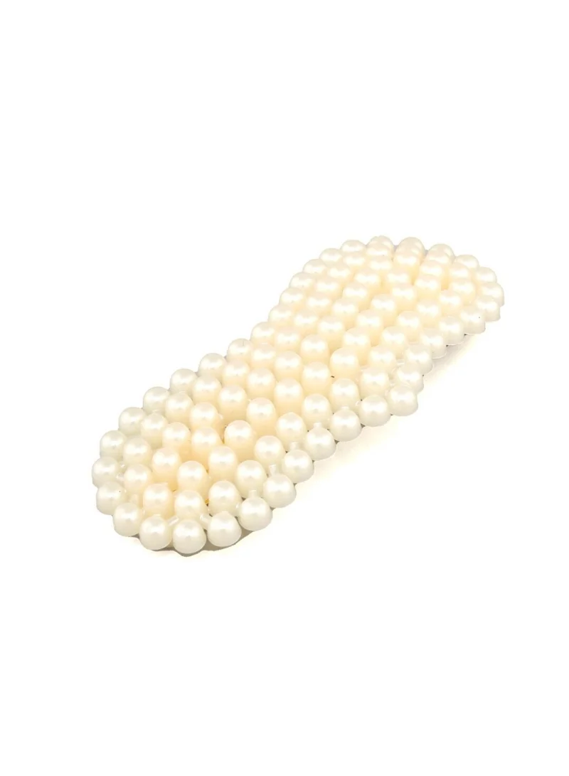 برياسي Women White Beaded Heart Shaped Tic Tac Hair Clip