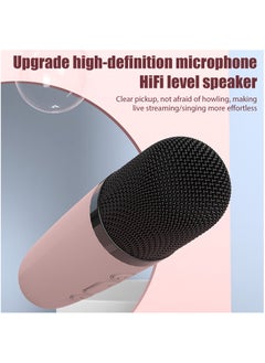 BESTIS Portable Karaoke Machine with 2 Wireless Microphone Music Player Toys Gifts Children Mini BT Speaker for Kids Pink  - Image 5