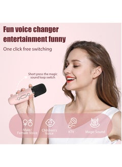 BESTIS Portable Karaoke Machine with 2 Wireless Microphone Music Player Toys Gifts Children Mini BT Speaker for Kids Pink  - Image 3