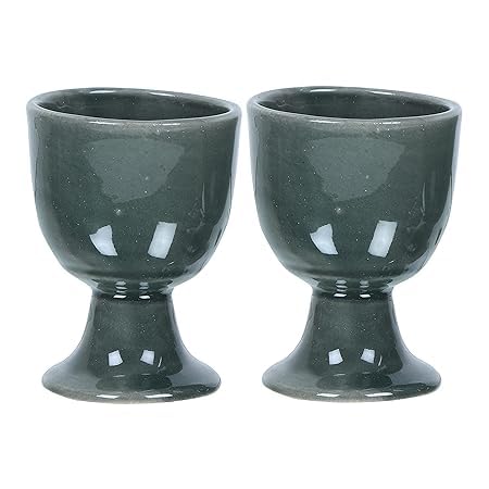 Qimacplus Elevate Your Breakfast Experience Soft Boiled Egg Holder Set Stylish Ceramic Egg Cups Perfect Housewarming Gift Set of 2 (Olive Green Matt) - Image 1