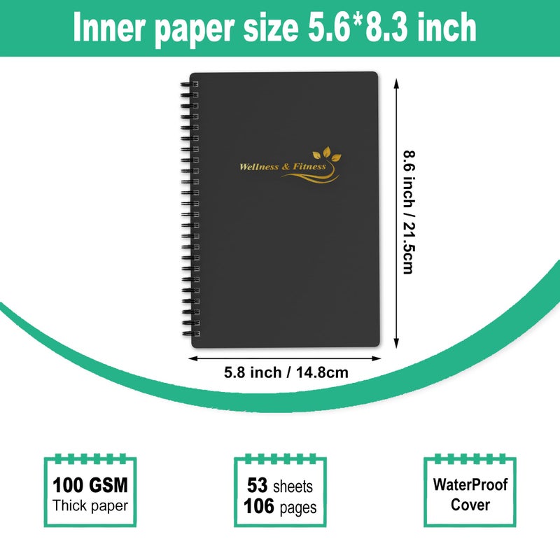 snootion Wellness Planner & Fitness Log - Daily Diet & Health Journal with Weight Loss, Wellness Journal Notebook for Tracking Fitness, Sleep, Nutrition, Meal, Habits, A5(5.8 x 8.6 inch) (Black Golden) - Image 4