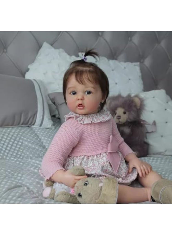 Reborn Baby Dolls 22 Inches 55 cm Realistic Baby Doll Realistic Baby Doll Soft Body All Silicone Reincarnated Real Dolls Open Eyes - Image 4