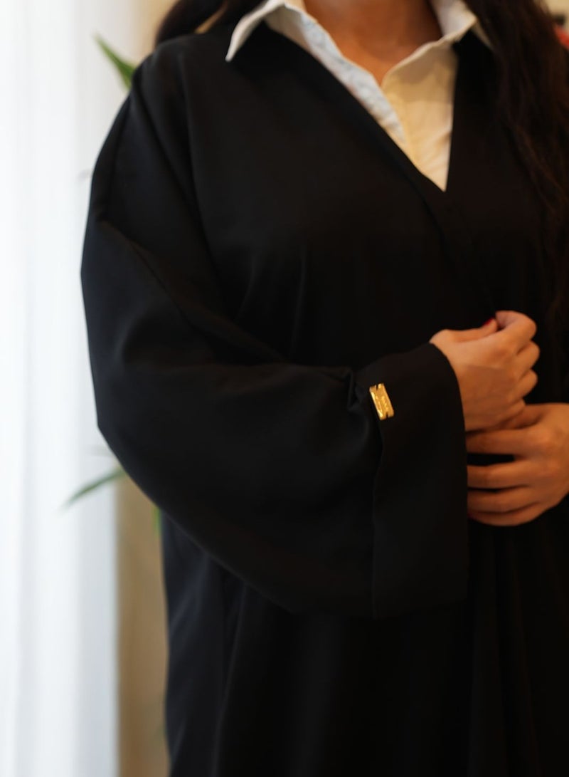 Classic practical abaya, luxurious black crepe fabric with a veil - Image 3