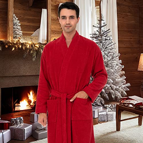 TowelSelections Mens Robe 100% Cotton Terry Cloth Shower Bathrobe Spa Towel Bath Robes for Men Small-Medium Twilight Blue - Image 4