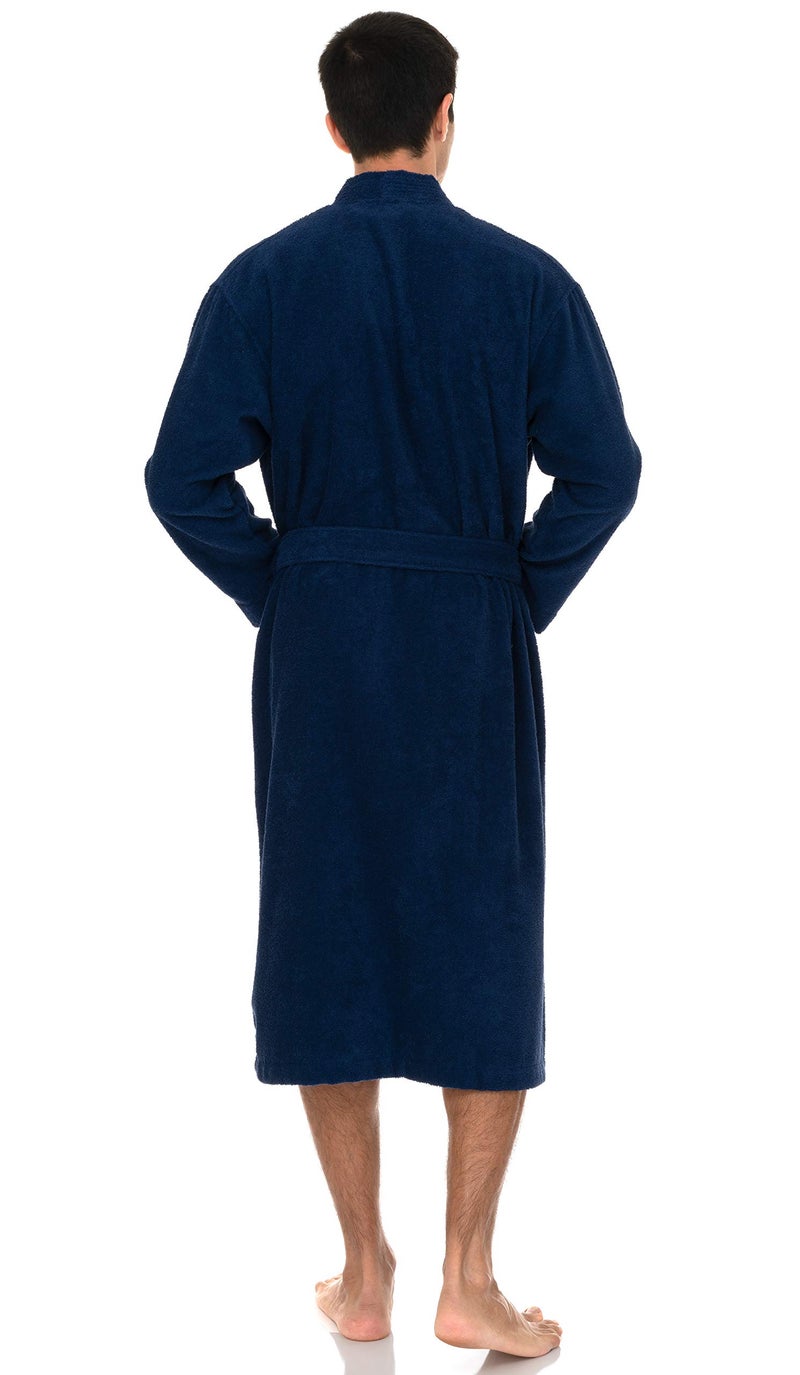 TowelSelections Mens Robe 100% Cotton Terry Cloth Shower Bathrobe Spa Towel Bath Robes for Men Small-Medium Twilight Blue - Image 2