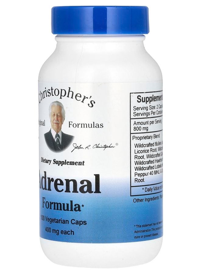 Christopher's Original Formulas Adrenal Formula 800 mg 100 Vegetarian Caps (400 mg per Capsule) - Image 2