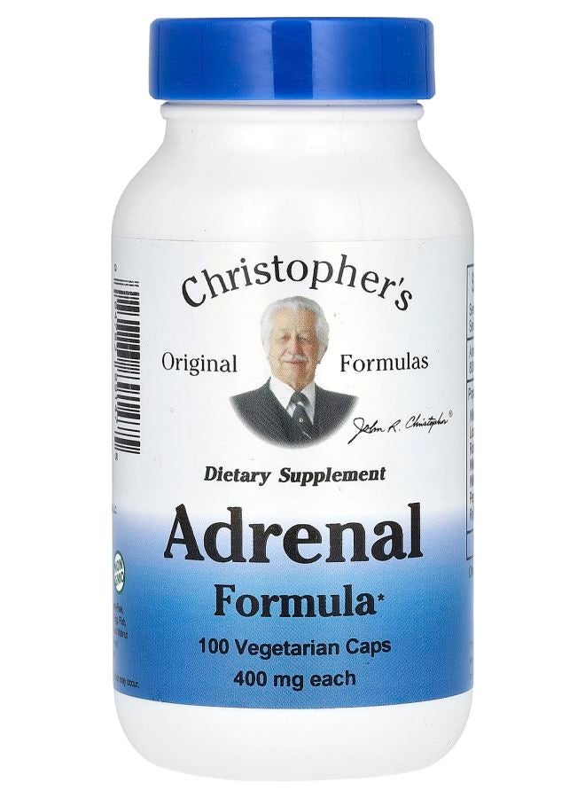 Christopher's Original Formulas Adrenal Formula 800 mg 100 Vegetarian Caps (400 mg per Capsule) - Image 1