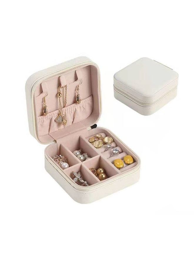 Ant PU Leather Small Jewelry Box, Travel Portable Jewelry Case for Ring Pendant Earring Necklace Bracelet Organizer Storage Holder Boxes  (White) - Image 1