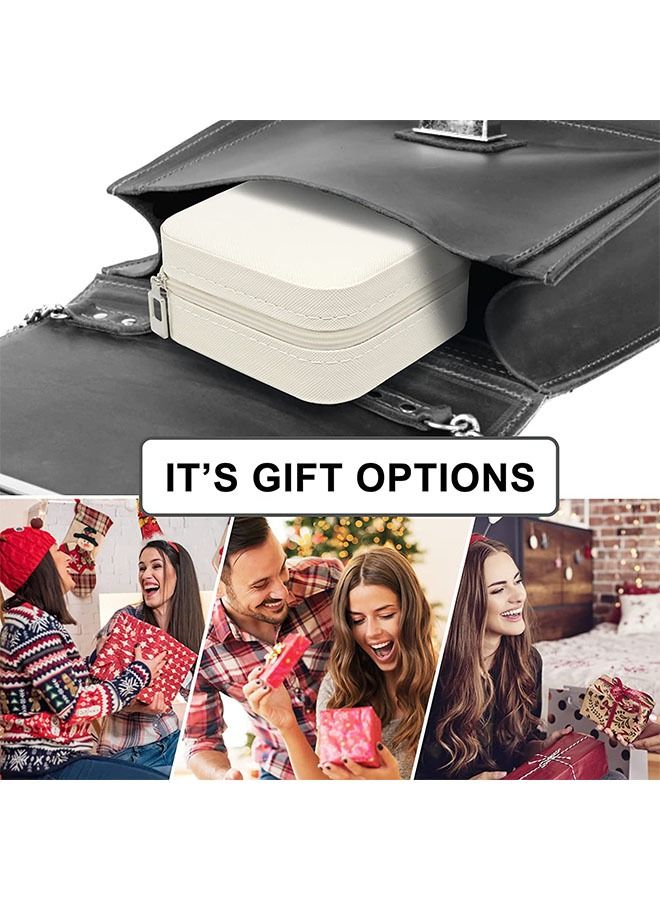 Ant PU Leather Small Jewelry Box, Travel Portable Jewelry Case for Ring Pendant Earring Necklace Bracelet Organizer Storage Holder Boxes  (White) - Image 4