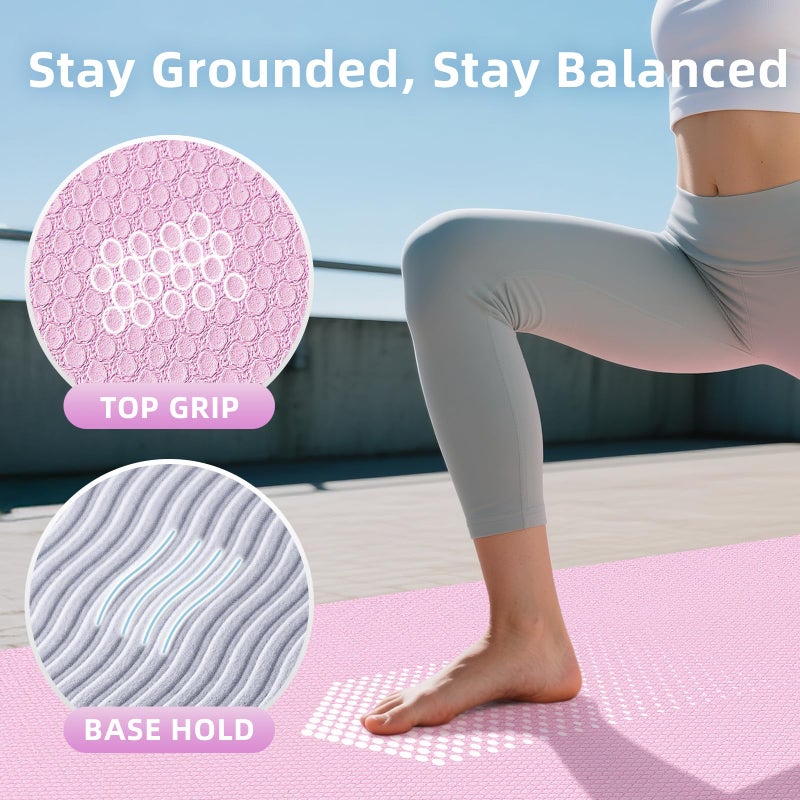 GymCope Extra Large Yoga Mat â€“ 72"x35", Non-Slip TPE Exercise Mat for Women & Men, 1/4" Thickness Pilates Mat for Home Gym, Yoga & Barefoot Workouts, with Towel, Straps - Image 3