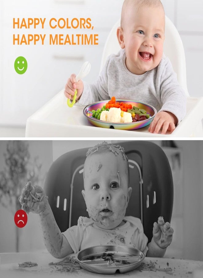 AIEVE Stainless Steel Kids Plates, 4 Pack Round Divided Toddler Plates, Portion Control Plate 9 Inch - Image 5
