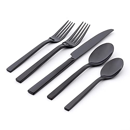 Oneida Silverware Set Chefs Table Black 20 Piece Everyday Flatware Set Service For 4 180 Stainless Steel Mirror Finish Dishwasher Safe Home And Kitchen Utensils Sets Black 20 Piece - Image 1