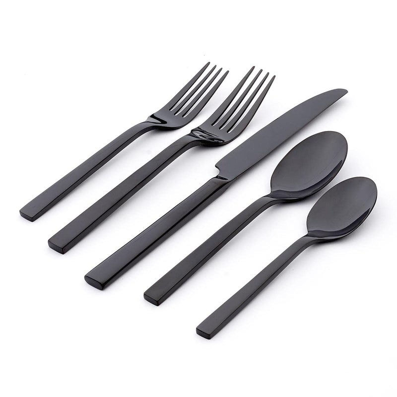 Oneida Silverware Set Chefs Table Black 20 Piece Everyday Flatware Set Service For 4 180 Stainless Steel Mirror Finish Dishwasher Safe Home And Kitchen Utensils Sets Black 20 Piece - Image 2