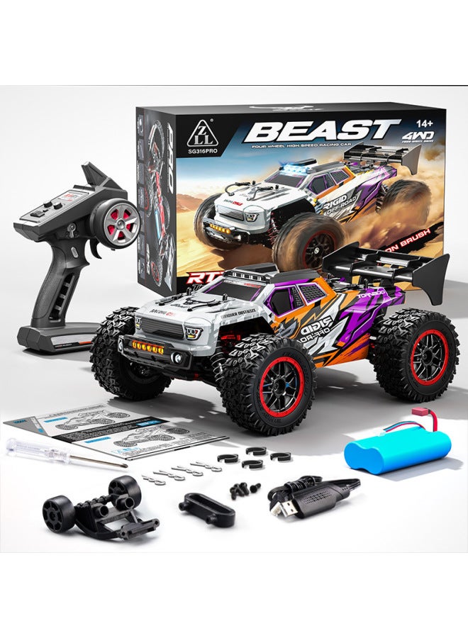 Product SG316RC Off-road Vehicle Full Scale 1:16 High-speed Competitive Four-wheel Drive Bigfoot Climbing Remote Control Model Vehicle-Color:Sg316pro Carbon Brush Version  - Image 1
