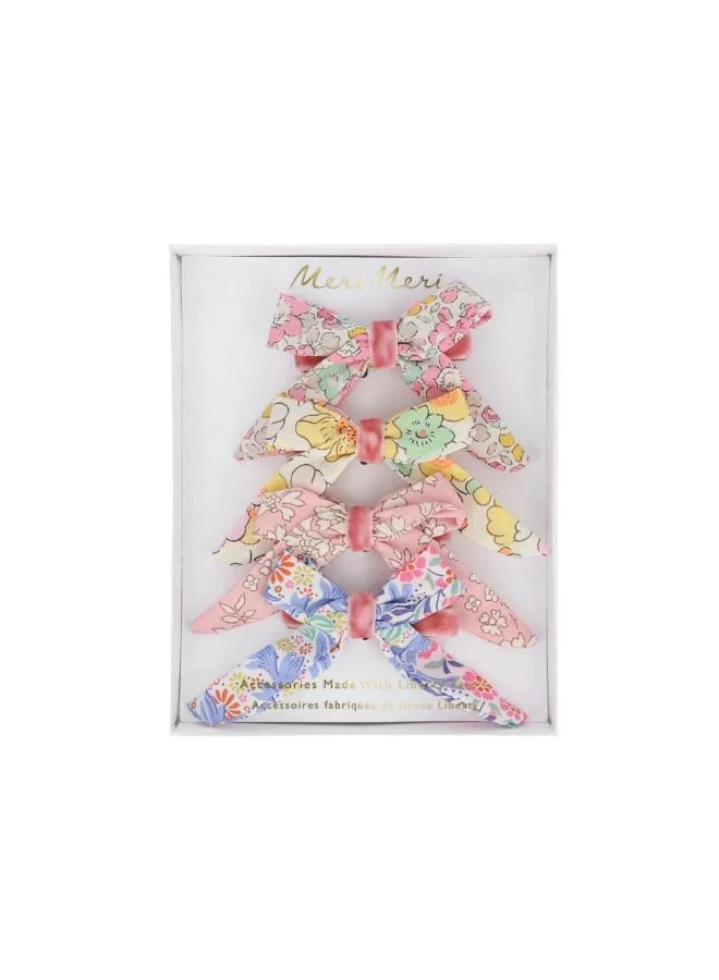Floral Pattern Bow Hair Clips