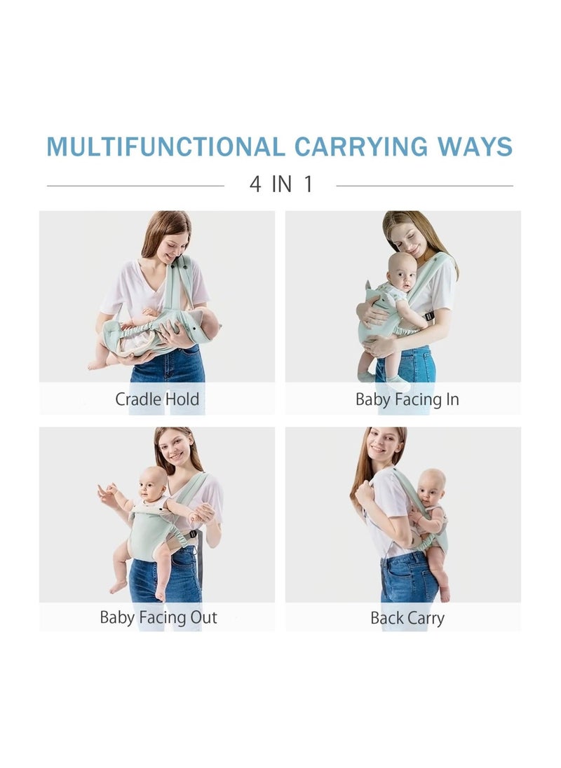 Y&D - 4-in-1 Baby Carrier, Ergonomic Soft Cotton Wrap Lightweight Breathable Front and Back Child for Newborn Toddler 0-36 Months, Blue - Image 1