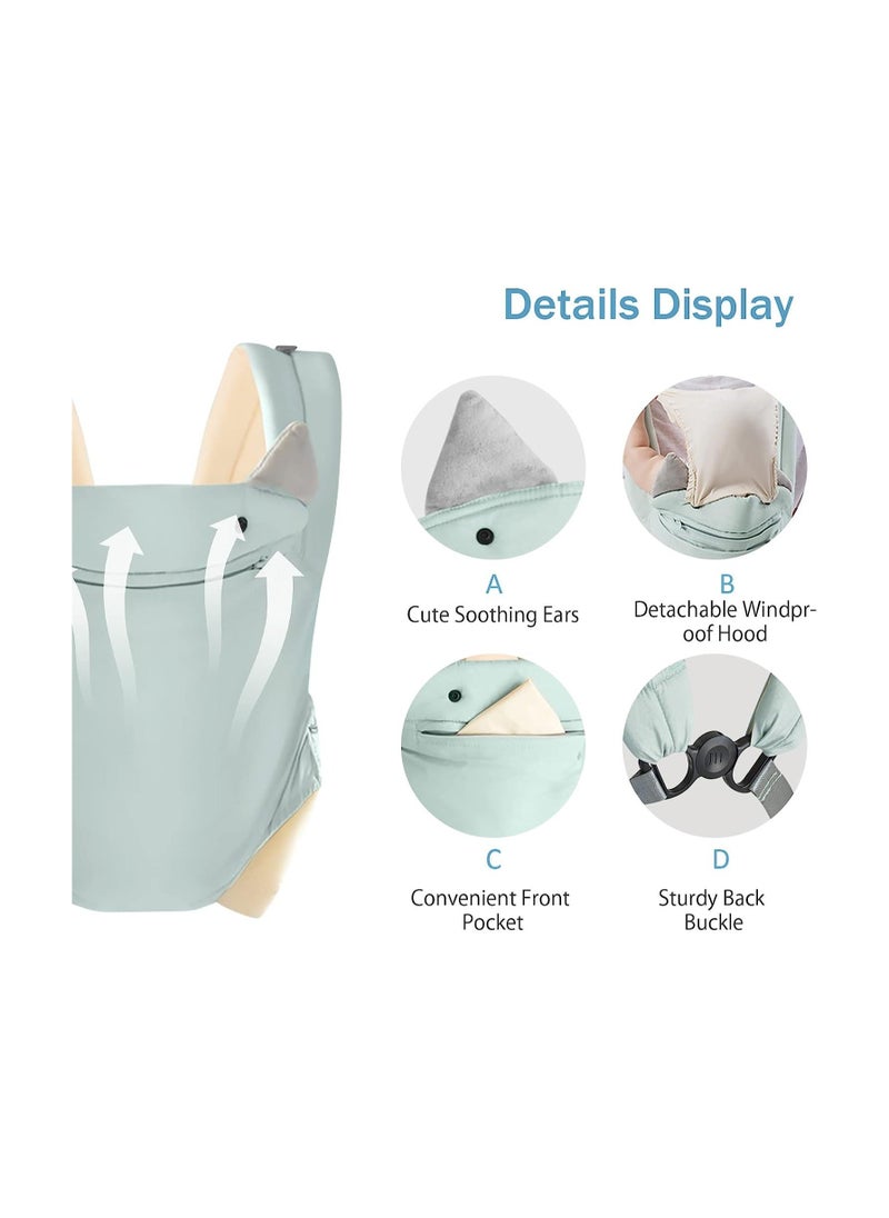 Y&D 4-in-1 Baby Carrier, Ergonomic Soft Cotton Wrap Lightweight Breathable Front and Back Child for Newborn Toddler 0-36 Months, Blue  - Image 3