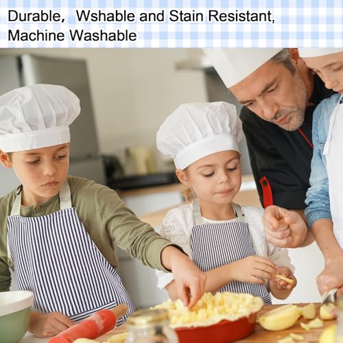Newcotte 8 Pieces Kids Apron Toddler Cotton Adjustable Bib Chef Apron with 2 Pockets for Boys and Girls Children (Blue,Brown) - Image 3