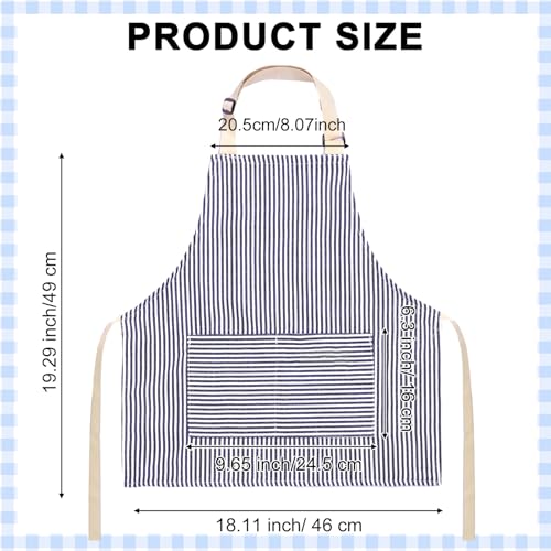 Newcotte 8 Pieces Kids Apron Toddler Cotton Adjustable Bib Chef Apron with 2 Pockets for Boys and Girls Children (Blue,Brown) - Image 2