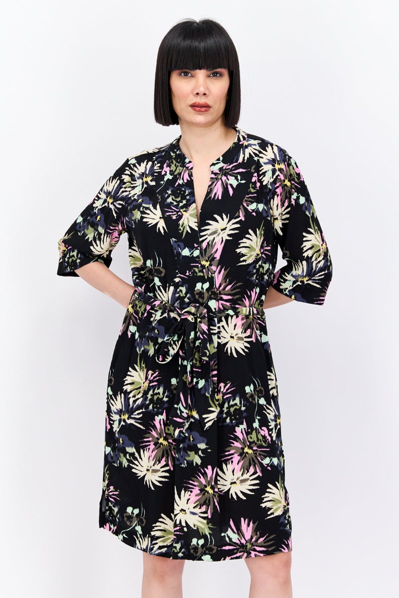 Scotch & Soda Women Allover Print Mini Dress, Black - Image 1