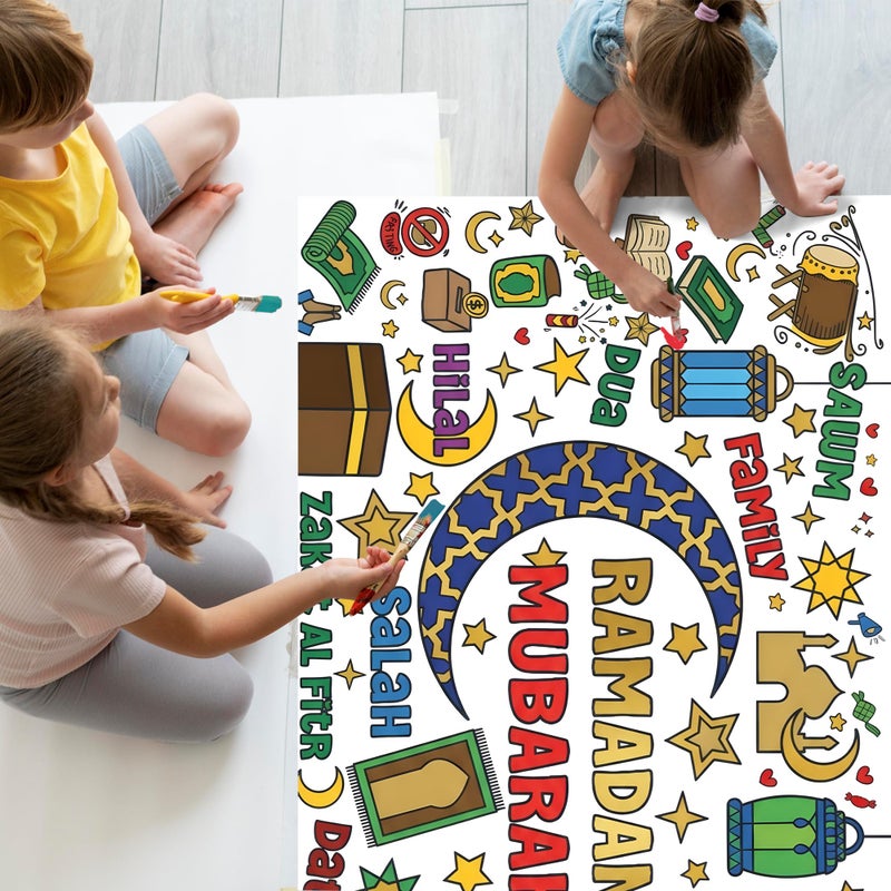 OHOME Ramadan Giant Coloring Poster/Tablecloth - Ramadan Decorations for Home,Kids Eid Crafts Games Activities Toys Decor Party Decor for Classroom School - Image 5
