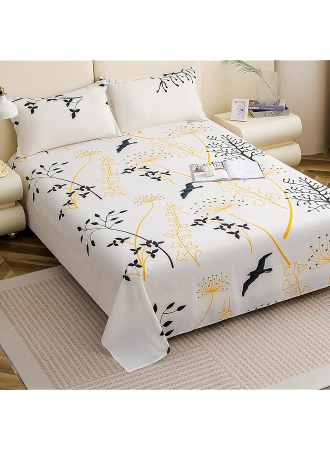 erorex Forever 240 Tc Cotton Double Bedsheet With 2 Pillow Covers White - Image 1