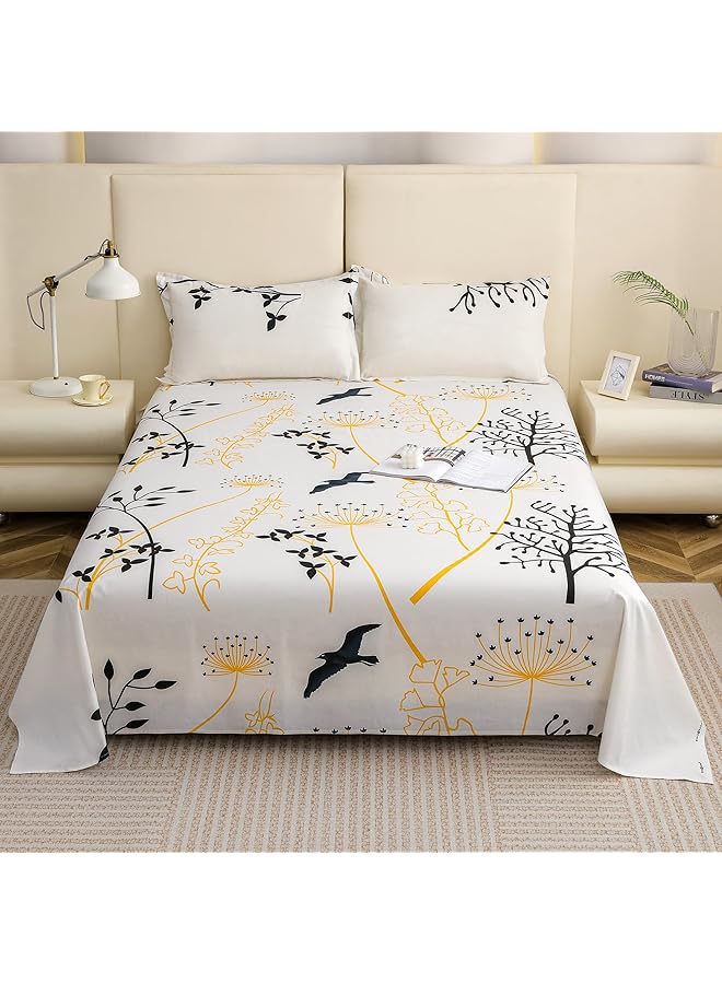 erorex Forever 240 Tc Cotton Double Bedsheet With 2 Pillow Covers White - Image 2