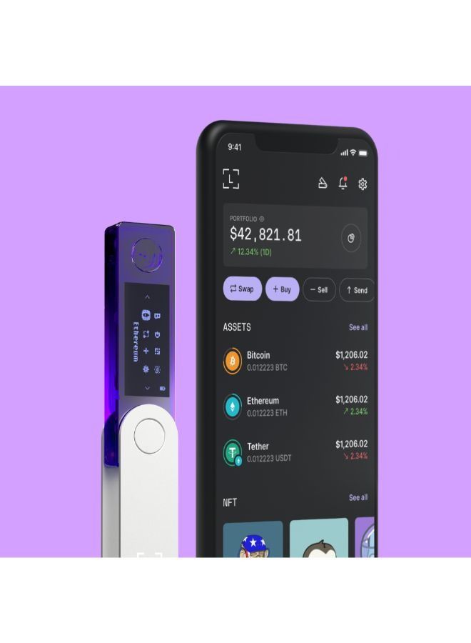 Ledger Nano X Hardware Wallet | Safest Crypto & NFT Cold Storage, Big Screen + Wireless Bluetooth & Type-C Connectivity, 5000+ Coins Supported, for iOS & Android, MacOS & Windows - Purple - Image 5