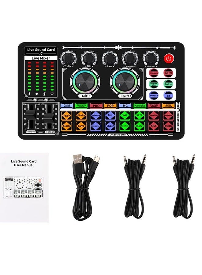 Podcast Sound Board - Music Sound Mixer with Effects, Audio Interface for PC Mac iPhone Android, Sound Card for Streaming Recording, DJ Mixer for Beginners  - Image 1