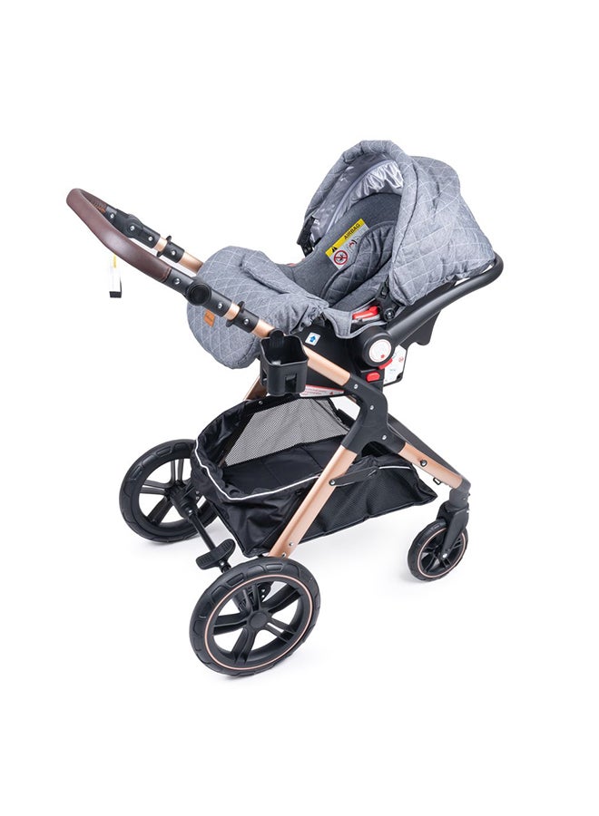belecoo 3-In-1 Fold-To-Half Luxury Travel System, Grey - Image 3