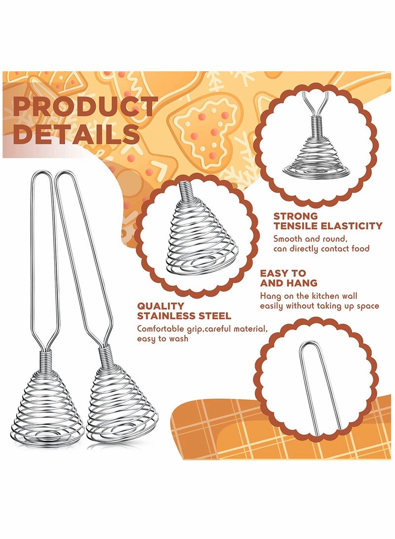 KASTWAVE Kitchen Stainless Steel Spring Egg Whisk, 4 Pcs 8.46 Inches Egg Whisk Hand Push Whisk Blender French Style Whisk Wire Whisk for Egg Beater Kitchen Utensil for Blending Whisking Beating and Stirring - Image 3
