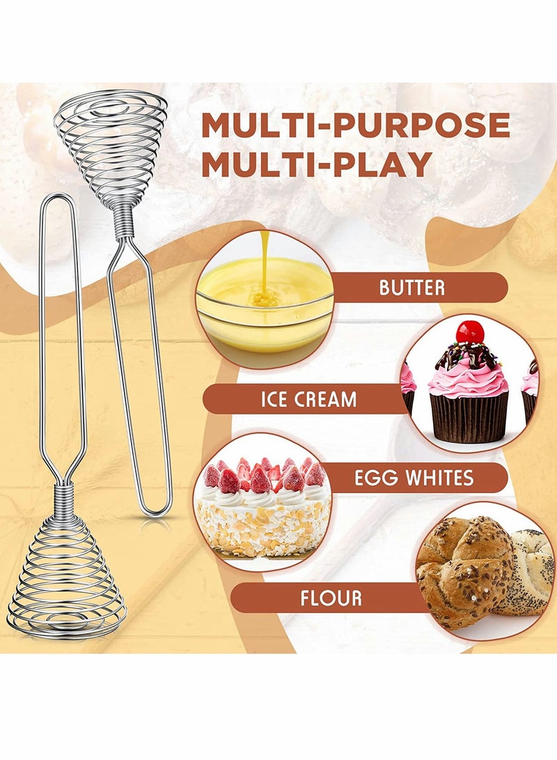 KASTWAVE Kitchen Stainless Steel Spring Egg Whisk, 4 Pcs 8.46 Inches Egg Whisk Hand Push Whisk Blender French Style Whisk Wire Whisk for Egg Beater Kitchen Utensil for Blending Whisking Beating and Stirring - Image 5