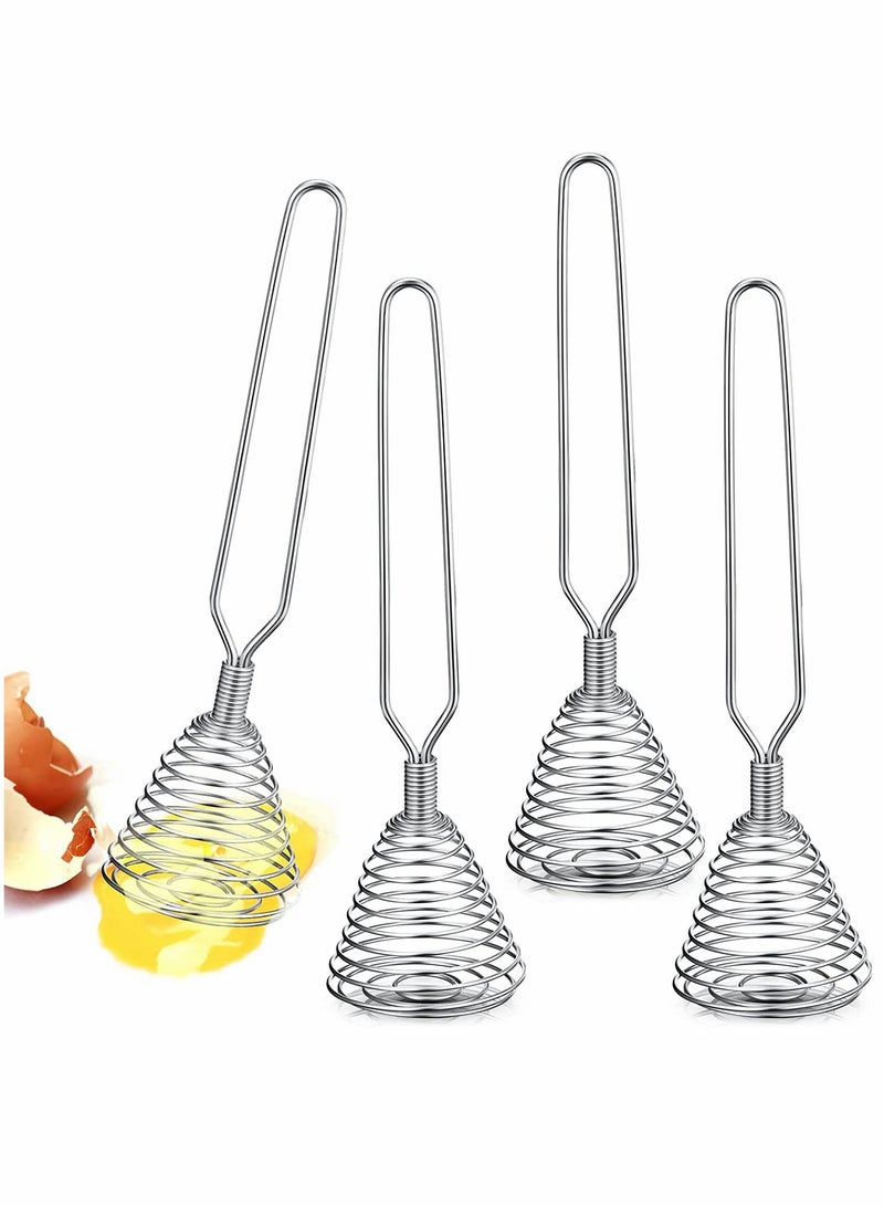 KASTWAVE Kitchen Stainless Steel Spring Egg Whisk, 4 Pcs 8.46 Inches Egg Whisk Hand Push Whisk Blender French Style Whisk Wire Whisk for Egg Beater Kitchen Utensil for Blending Whisking Beating and Stirring - Image 1