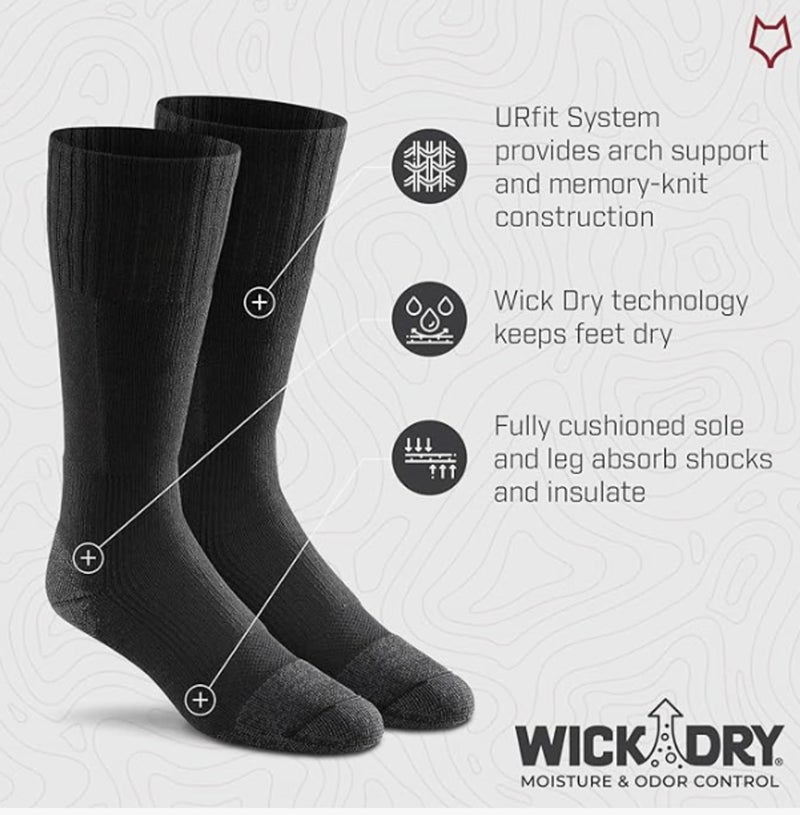 Fox River Tactical Boot Socks, Mid-Calf, Wick Dry, Quick Dry Fibers, Memory-Knit Construction, Shock Absorbing, Army Colors, Black, Large - Image 3