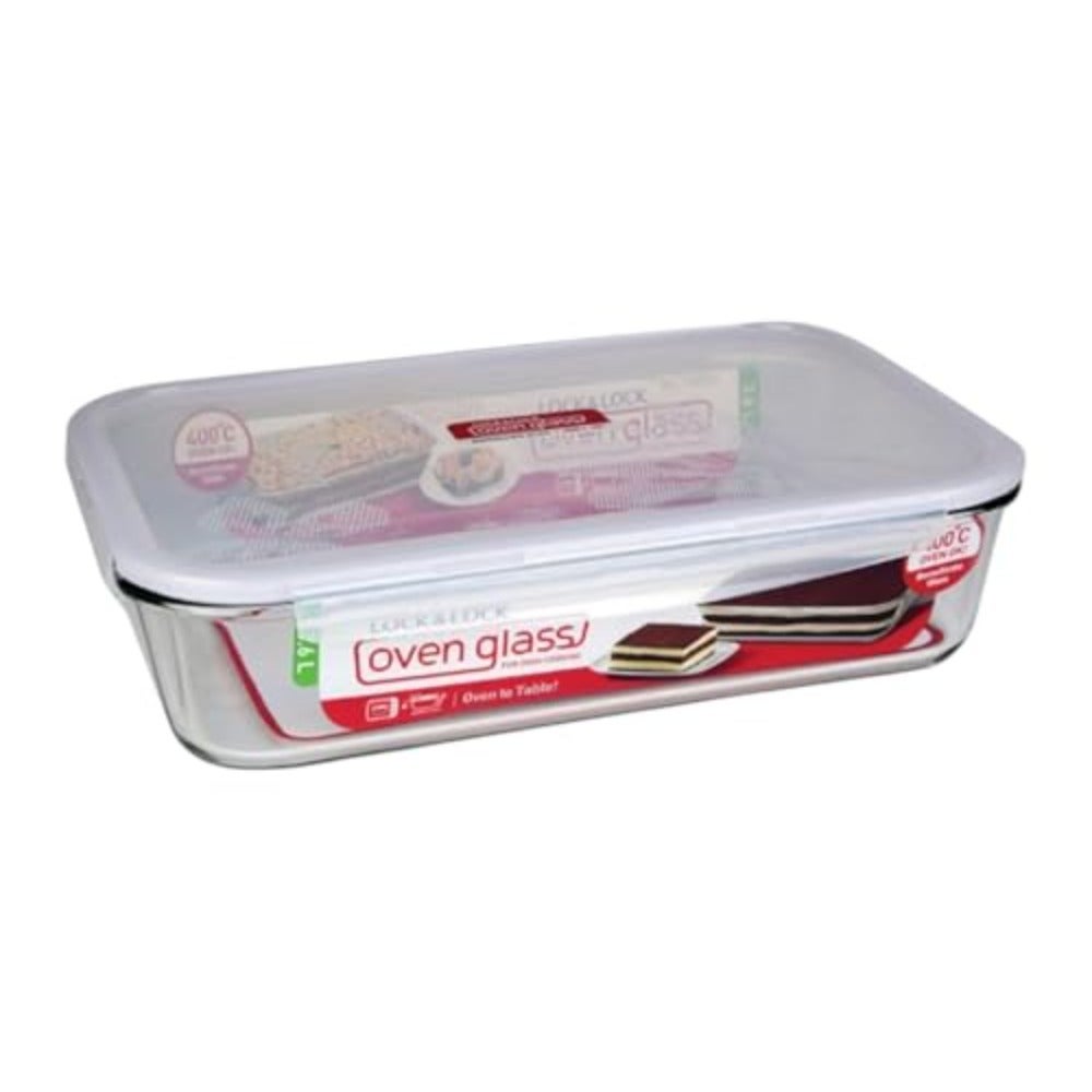 Locknlock Llg472 Oven Safe, Bpa Free, 100% Airtight, Baking Dish, Food Storage Container With Lid, Clear, W 13.0 X H 3.0 L 9.0 Inch, 15.21-Cup, Rectangular, Borosilicate Glass