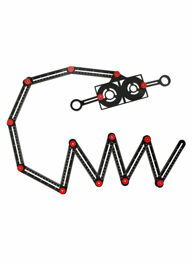 SOLARAE Multi-Angle Measuring Ruler, 12-Fold Aluminum Alloy Template Tool with Lock and Hole Positioning for Tile Installation and Measurement. Perfect for DIY Projects! - Image 4