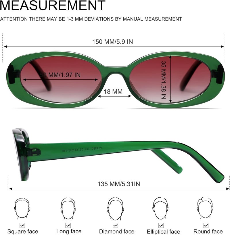 VANLINKER Polarized Retro Oval Sunglasses for Women and Men Small 90s Style VL9580 - Image 4