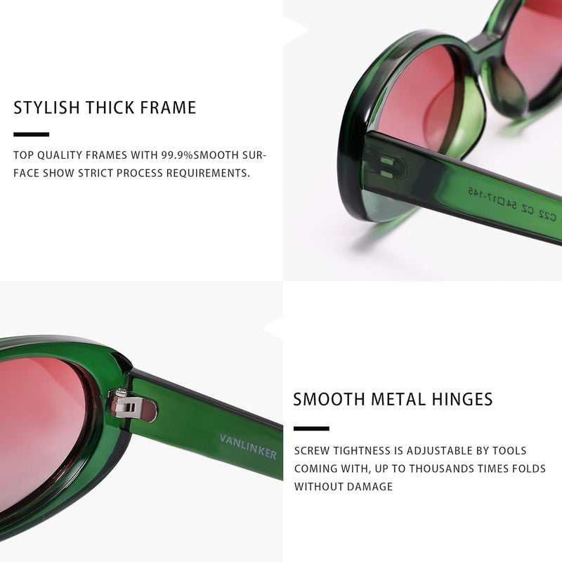 VANLINKER Polarized Retro Oval Sunglasses for Women and Men Small 90s Style VL9580 - Image 3