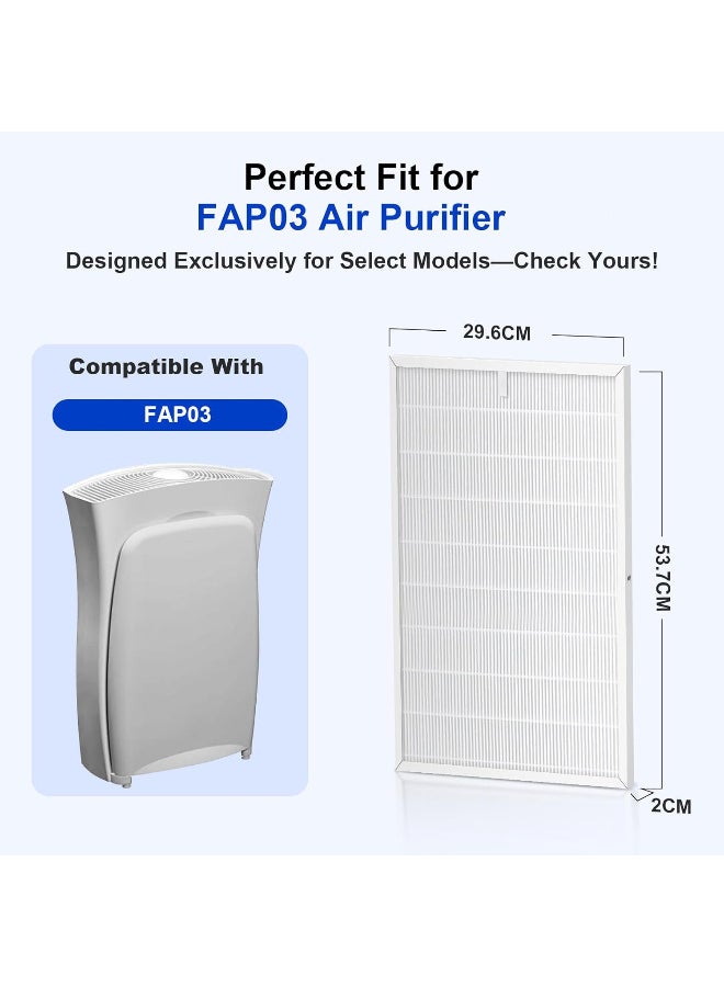 جُودِيَّة عبوتان من فلاتر استبدال HEPA H13 عالية الكفاءة متوافقة مع منقّي الهواء FAP03، بديلة للأجزاء FAPF03 و FAPF034، بمقاس 53.7 × 29.6 × 2 سم، فلتر عالي الكفاءة لإزالة الغبار ومسببات الحساسية، يوفر أداءً طويل الأمد لتنقية الهواء. - Image 2