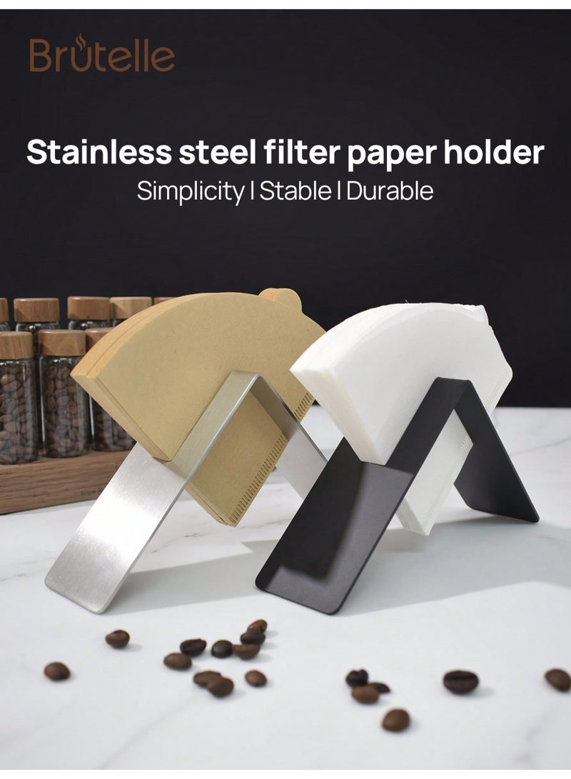 بريتيل حامل فلتر ورق القهوة V60 مخروطي الشكل مصنوع من المعدن للتخزين المنزلي والمطبخ والمطاعم والنزهات والحفلات - Image 1