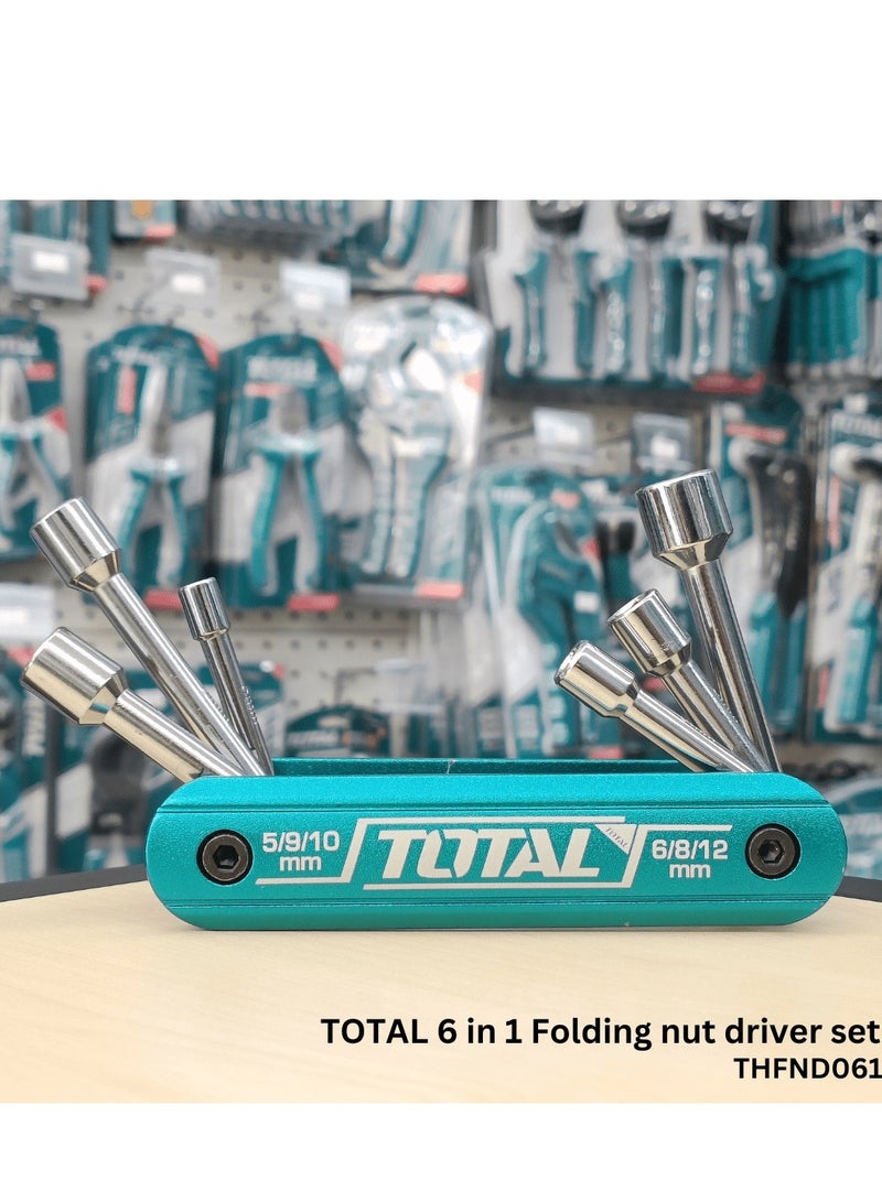 TOTAL TOTAL 6PCS Folding Nut Driver Set | Cr-V + AL Material | Heat-Treated, Compact Nut Driver Set for Auto, DIY & Professional Use | 5mm-12mm Sizes  - Image 3